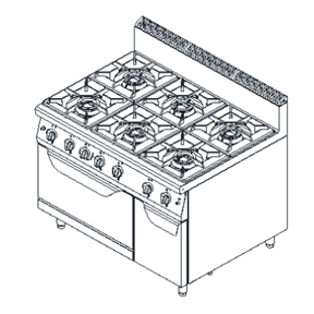 6-Burner Commercial Gas Oven