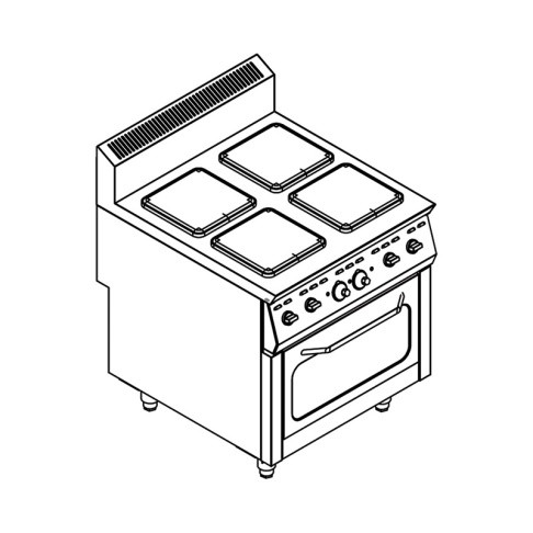 4-hotplate electric cooker with oven