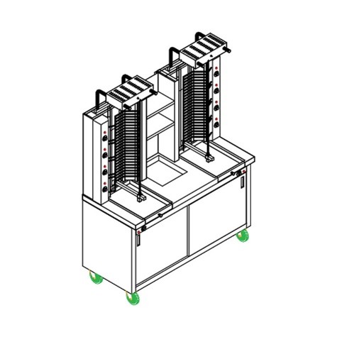 electric shawarma machine with 2 skewers