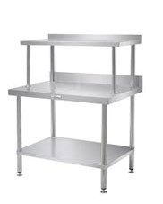 Premium Stainless Steel Waste Collection Table with Upper Shelf & Waste Opening